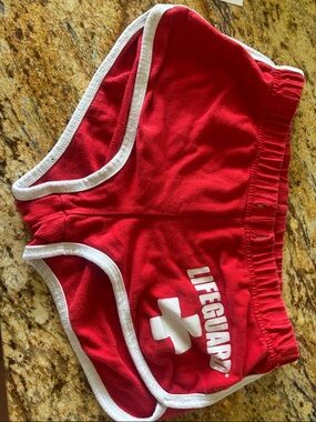 Lifeguard Red Shorts with White Trim